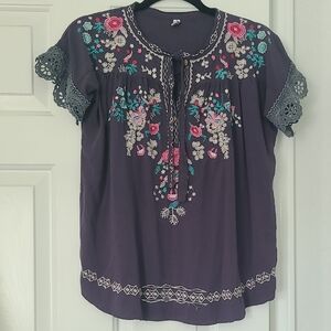 Embroidered Floral Women's Top